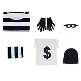 Déguisement Rayé Noir et Blanc du Voleur Adulte Costume Pour Halloween