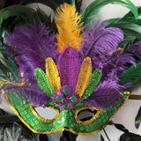 Masque en Plumes d'Autruche de Venise Pour Halloween Party