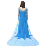 Déguisement Femme La Reine des Neiges Robe Bleu Costume pour Mardi Gras