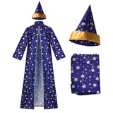 Déguisement Adulte&Enfant Ensemble de Cape+Chapeau de Magicien Sorcier