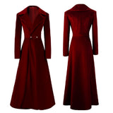Déguisement Femme Veste Trench en Velours Rouge/Bleu/Noir Costume Vintage Médiéval