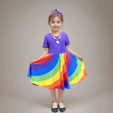 Déguisement Fille Robe de Princesse Imprimée Arc-en-ciel Costume