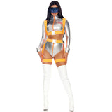 Déguisement Tenue Courte Sexy d'Astronaute Costume Bleu/Jaune pour Carnaval