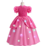 Déguisement Super Mario Bros Peach LED Robe pour Enfants Mardi Gras