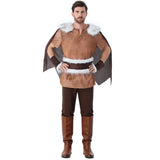 Déguisement Guerrier Viking Médiéval Tenue Marron pour Adulte et Enfant