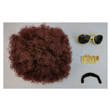 Accessoire Adulte Hippie Perruque+Collier+Barbe+Lunettes Ensemble 4 Pièces pour Halloween