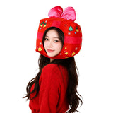 Accessoire Bonnet en Forme de Boîte Cadeau de Noël Femme
