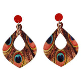 Accessoire Femme Boucles d'oreilles Longues Plumes de Paon Style Ethnique Rétro Bohème