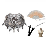 Accessoire Médiévale Femme Châle+Éventail+Gants+Collier+Bâton pour Soirée