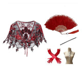Accessoire Médiévale Femme Châle+Éventail+Gants+Collier+Bâton pour Soirée