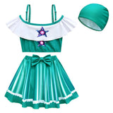 Cosplay Costume Rosalina The Super Mario Galaxy Movie(2026) Film Cosplay Maillot de Bain Vert Enfant
