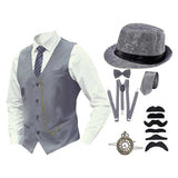 Déguisement  Adulte Jay Gatsby Chemise+Gilet Tenue Ensemble 8 Pièces