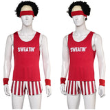 Déguisement 1980s Homme Richard Simmons Aérobic Tenue de Sport Costume Rouge