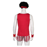 Déguisement 1980s Homme Richard Simmons Aérobic Tenue de Sport Costume Rouge