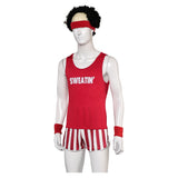 Déguisement 1980s Homme Richard Simmons Aérobic Tenue de Sport Costume Rouge