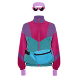 Déguisement 80s Retro Veste Vintage Couleurs Contrastées Ensemble de 5 Pièces