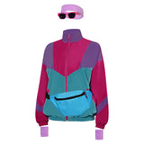 Déguisement 80s Retro Veste Vintage Couleurs Contrastées Ensemble de 5 Pièces