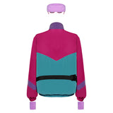 Déguisement 80s Retro Veste Vintage Couleurs Contrastées Ensemble de 5 Pièces
