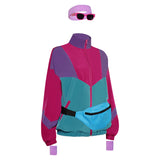 Déguisement 80s Retro Veste Vintage Couleurs Contrastées Ensemble de 5 Pièces
