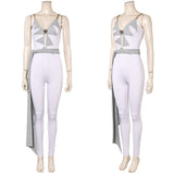 Déguisement ABBA Femme Agnetha Faltskong 1970s Combinaison Blanche Costume Vintage