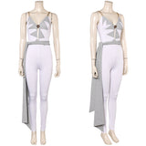 Déguisement ABBA Femme Agnetha Faltskong 1970s Combinaison Blanche Costume Vintage