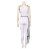 Déguisement ABBA Femme Agnetha Faltskong 1970s Combinaison Blanche Costume Vintage