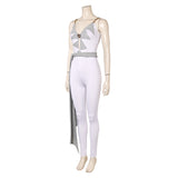 Déguisement ABBA Femme Agnetha Faltskong 1970s Combinaison Blanche Costume Vintage