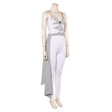 Déguisement ABBA Femme Agnetha Faltskong 1970s Combinaison Blanche Costume Vintage
