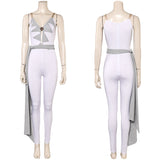 Déguisement ABBA Femme Agnetha Faltskong 1970s Combinaison Blanche Costume Vintage