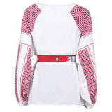 Déguisement ABBA Femme Anni-Frid Lyngstad 1970s Chemise Rouge et Blanche Costume Vintage