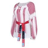 Déguisement ABBA Femme Anni-Frid Lyngstad 1970s Chemise Rouge et Blanche Costume Vintage