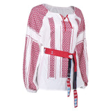 Déguisement ABBA Femme Anni-Frid Lyngstad 1970s Chemise Rouge et Blanche Costume Vintage