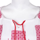 Déguisement ABBA Femme Anni-Frid Lyngstad 1970s Chemise Rouge et Blanche Costume Vintage