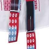 Déguisement ABBA Femme Anni-Frid Lyngstad 1970s Chemise Rouge et Blanche Costume Vintage