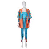 Déguisement ABBA Femme Anni-Frid Lyngstad 1970s Tenue Bleu-orange Costume Vintage