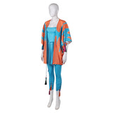 Déguisement ABBA Femme Anni-Frid Lyngstad 1970s Tenue Bleu-orange Costume Vintage