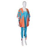 Déguisement ABBA Femme Anni-Frid Lyngstad 1970s Tenue Bleu-orange Costume Vintage