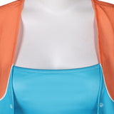 Déguisement ABBA Femme Anni-Frid Lyngstad 1970s Tenue Bleu-orange Costume Vintage
