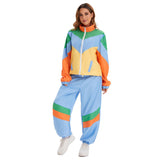 Déguisement Adulte 1970s Colorblock Disco Hip-Hop Tenue de Sport Costume Jaune et Bleu