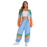 Déguisement Adulte 1970s Colorblock Disco Hip-Hop Tenue de Sport Costume Jaune et Bleu