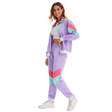 Déguisement Adulte 1970s Disco Hip Hop Tenue de Sport Costume Violet