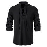 Déguisement Adulte Chemise Collier de Bandage Noir Vintage Renaissance Costume Viking