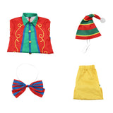 Déguisement Adulte Clown de Cirque Tenue Rouge et Verte pour Noël