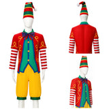 Déguisement Adulte Clown de Cirque Tenue Rouge et Verte pour Noël