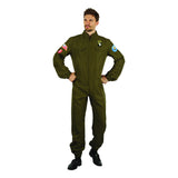 Déguisement Adulte Pilote Combinaison Verte+Lunettes de Soleil+Collier Costume d'Halloween