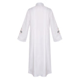 Déguisement Adulte Prêtre Robe Croix Bleue Imprimé Costume d'Halloween