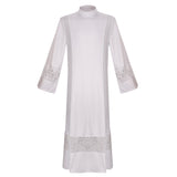 Déguisement Adulte Prêtre Robe en Dentelle Translucide Blanche Costume d'Halloween