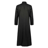 Déguisement Adulte Prêtre Robe Noire Costume Médiéval Rétro pour Halloween