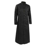 Déguisement Adulte Prêtre Robe Noire Costume Médiéval Rétro pour Halloween