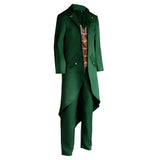 Déguisement Adulte Steampunk Médiéval Magicien Frac Costume Vert d'Halloween